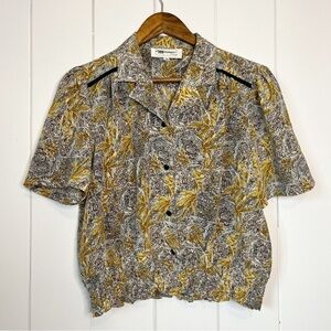 Vintage Mirumer Fashion Leaf Print Cropped Blouse. Size 11.